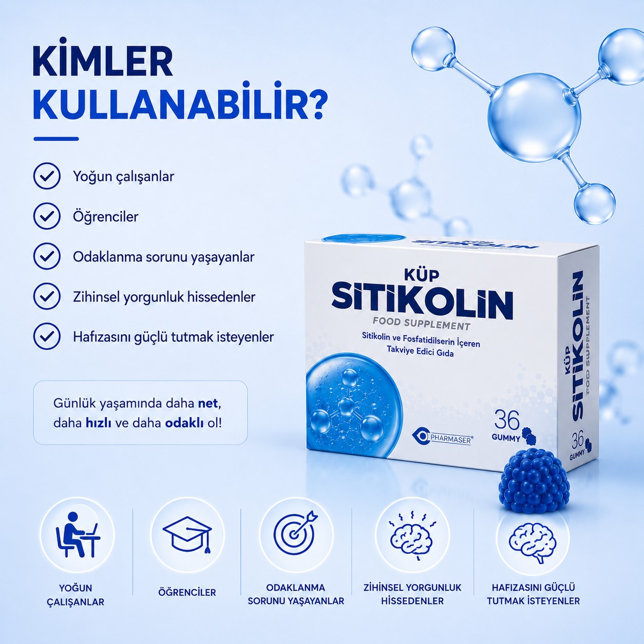 Pharmaser Sitikolin 36 Gummies (Çiğnenebilir)