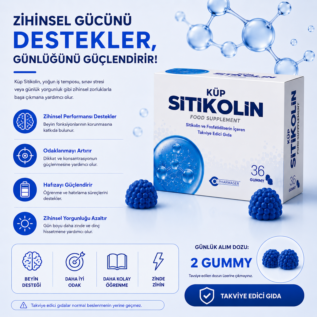 Pharmaser Sitikolin 36 Gummies (Çiğnenebilir)
